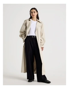 Petite Soft Trench Coat in Stone