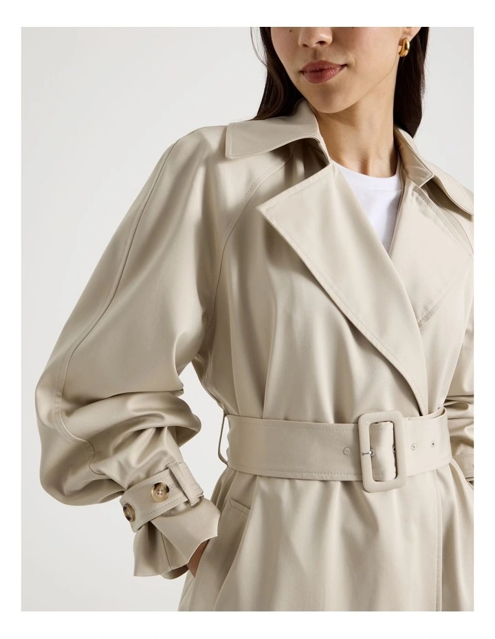 Petite Soft Trench Coat in Stone image 2