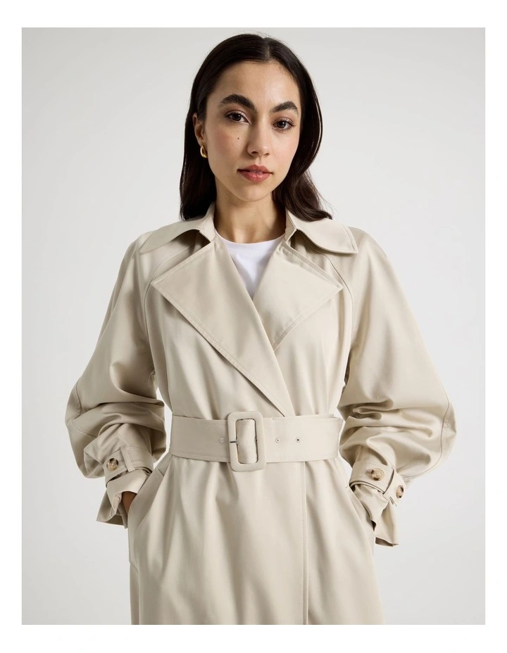 Petite Soft Trench Coat in Stone image 3