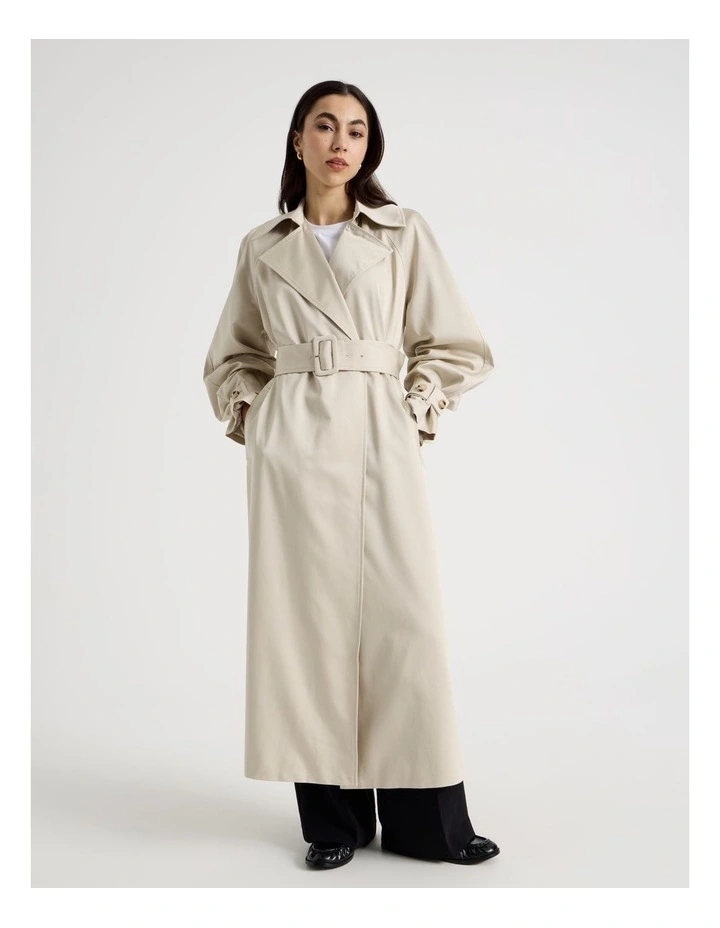 Petite Soft Trench Coat in Stone image 4