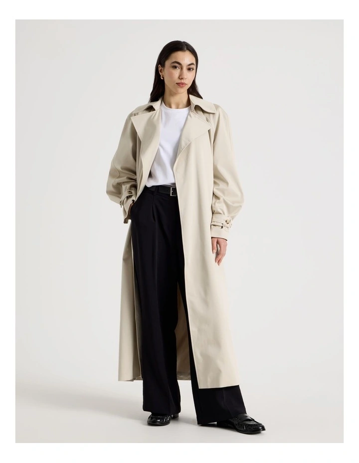 Petite Soft Trench Coat in Stone image 5