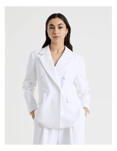 Petite Double Breasted Blazer in White