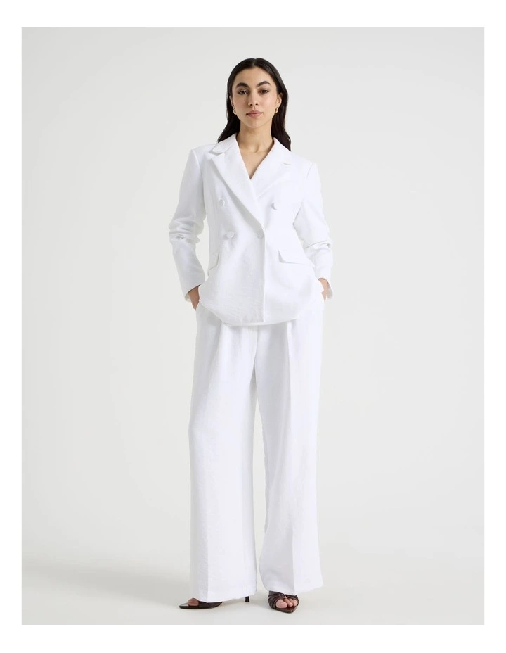 Petite Double Breasted Blazer in White image 2