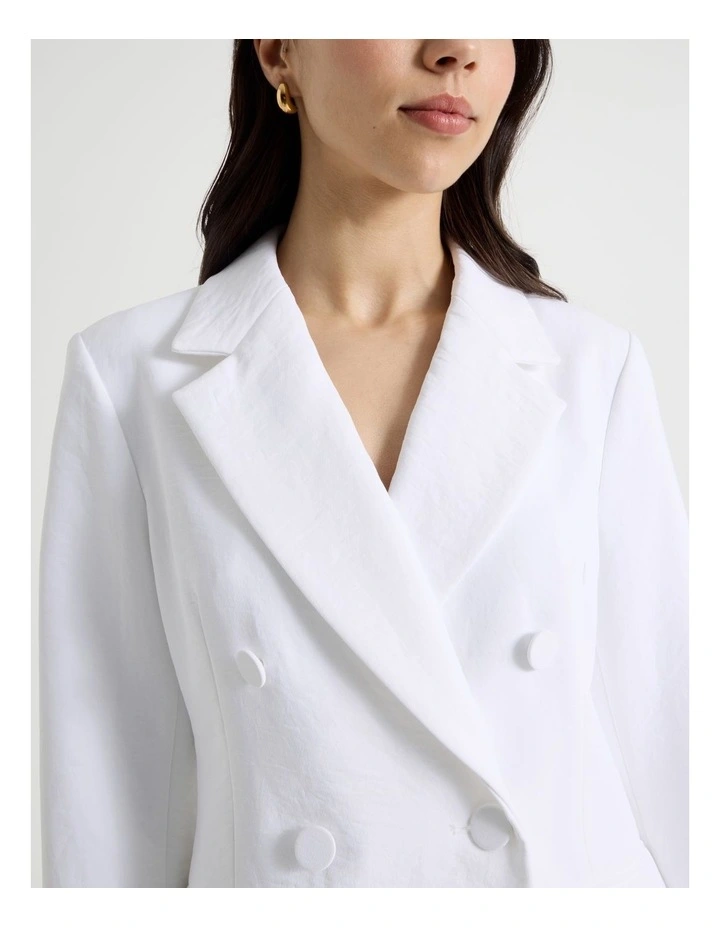 Petite Double Breasted Blazer in White image 4