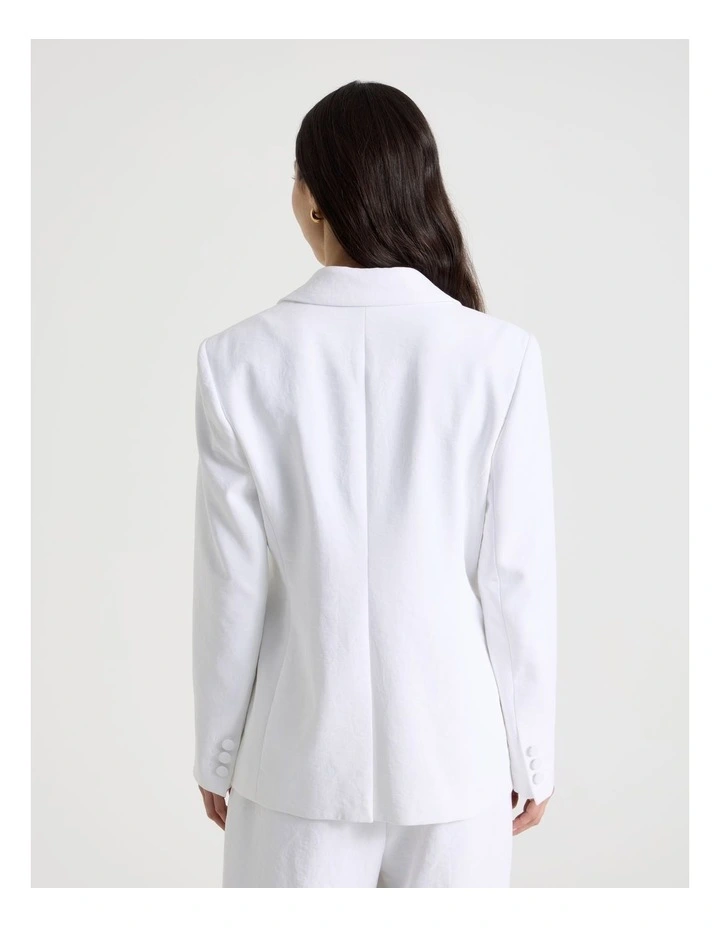 Petite Double Breasted Blazer in White image 5