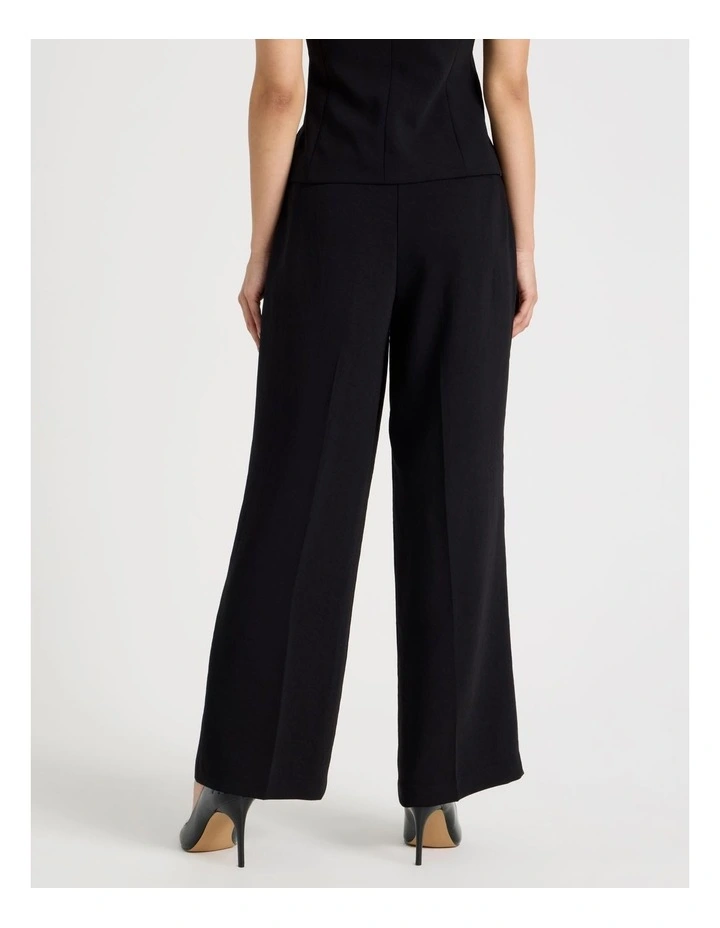 Petite Pleat Front Wide Leg Pant in Black image 4