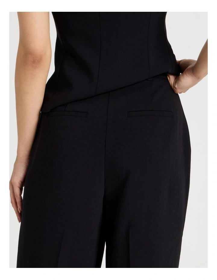 Petite Pleat Front Wide Leg Pant in Black image 5