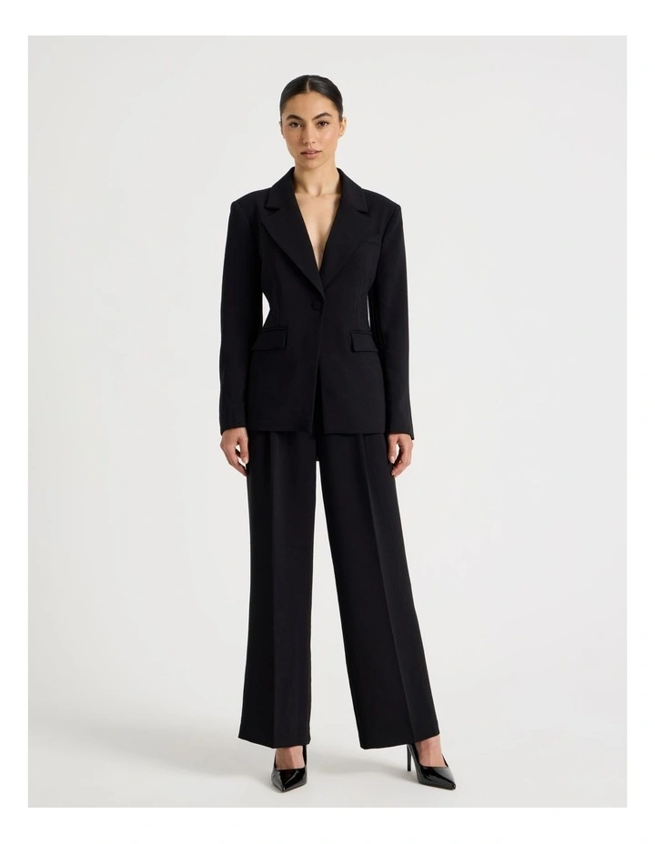 Petite Pleat Front Wide Leg Pant in Black image 6