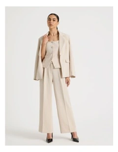 Petite Pleat Front Wide Leg Pant in Stone