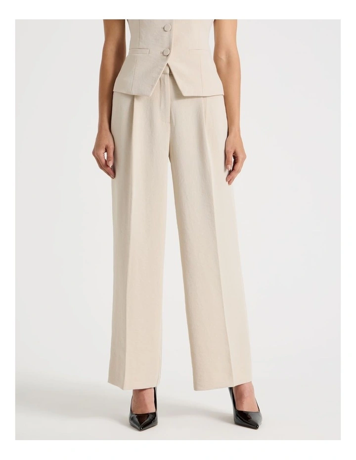 Petite Pleat Front Wide Leg Pant in Stone image 2