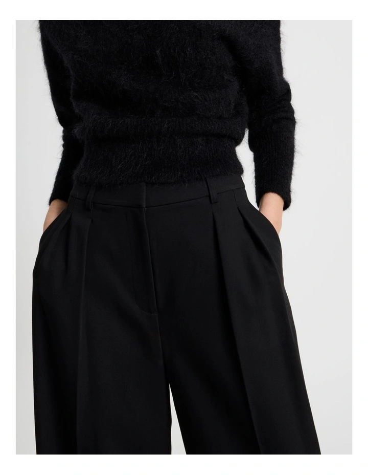 Petite Double Pleat Wide Pants in Black image 2