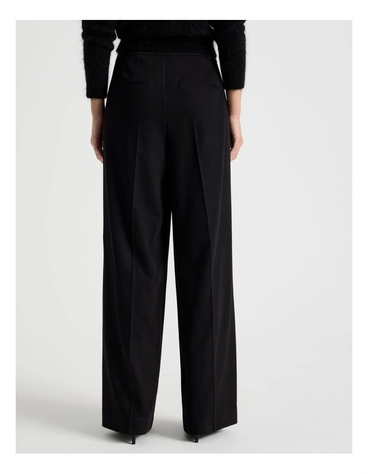 Petite Double Pleat Wide Pants in Black image 3