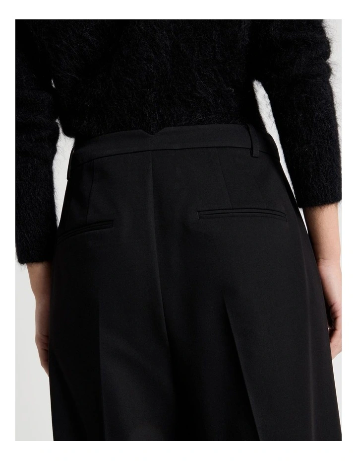 Petite Double Pleat Wide Pants in Black image 4