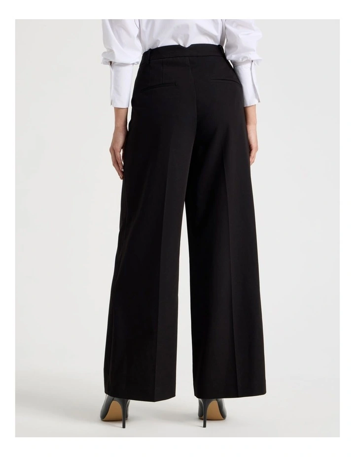 Petite Double Pleat Wide Pants in Black image 5