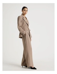 Pleat Front Wide Leg Pant in Taupe