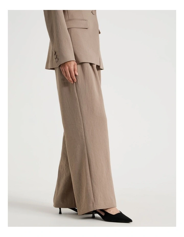 Pleat Front Wide Leg Pant in Taupe image 3