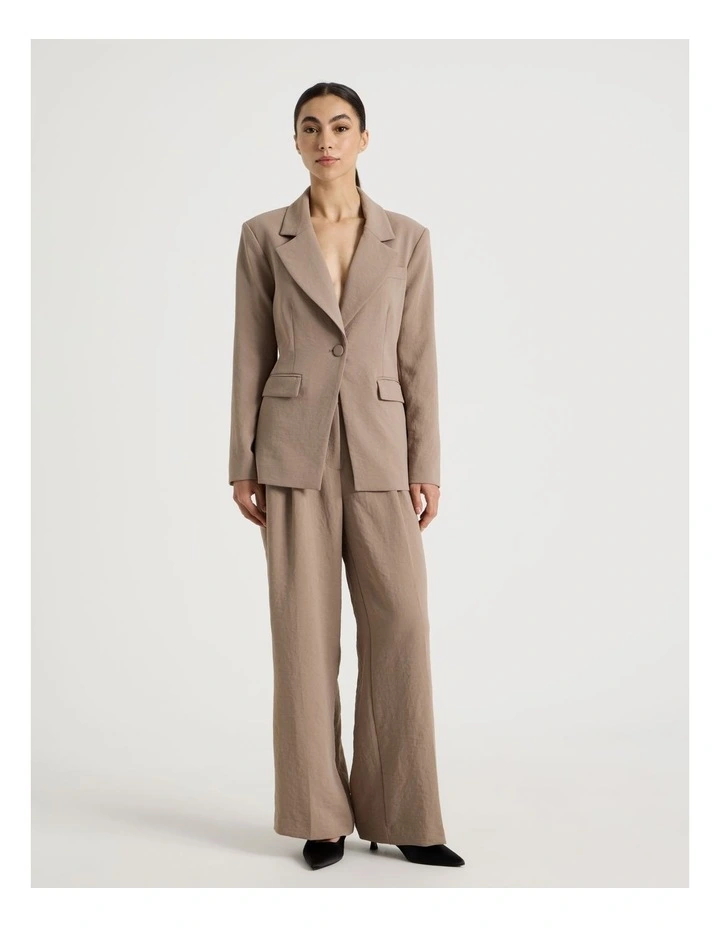 Pleat Front Wide Leg Pant in Taupe image 4