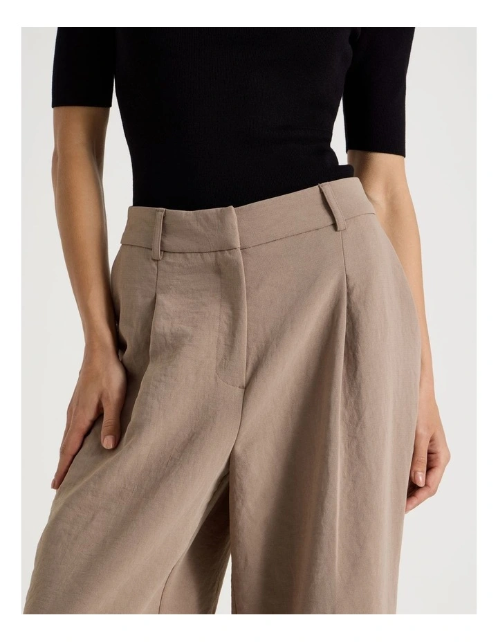 Pleat Front Wide Leg Pant in Taupe image 5
