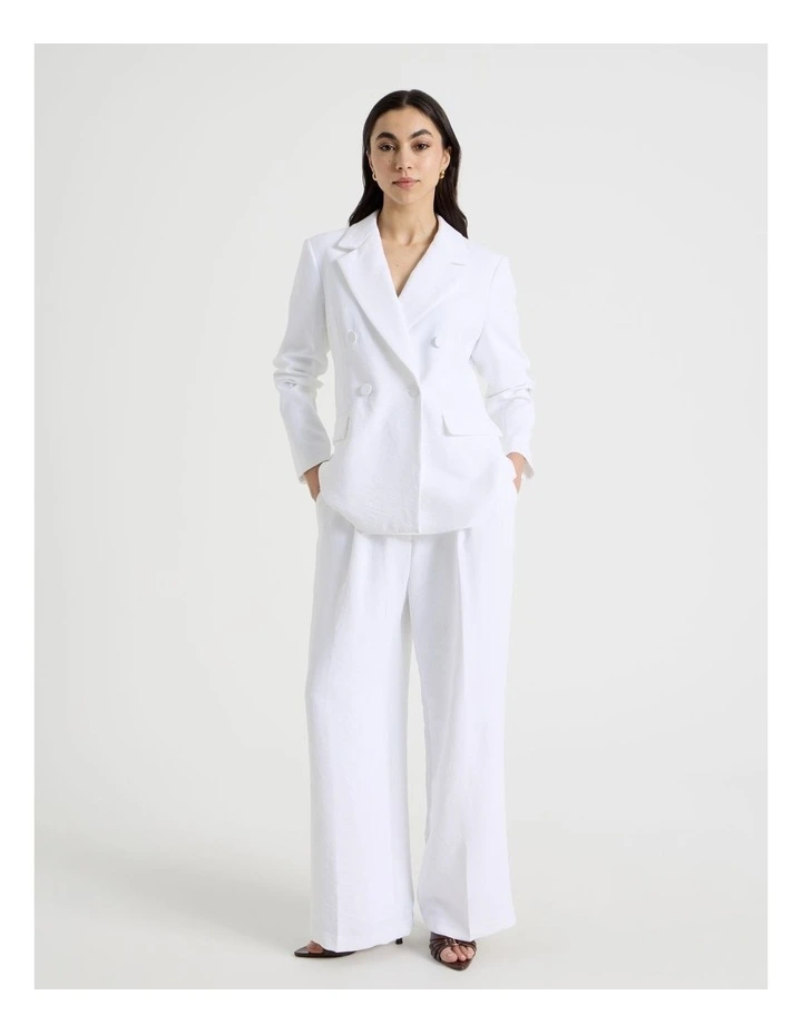 Petite Pleat Front Wide Leg Pant in White image 1