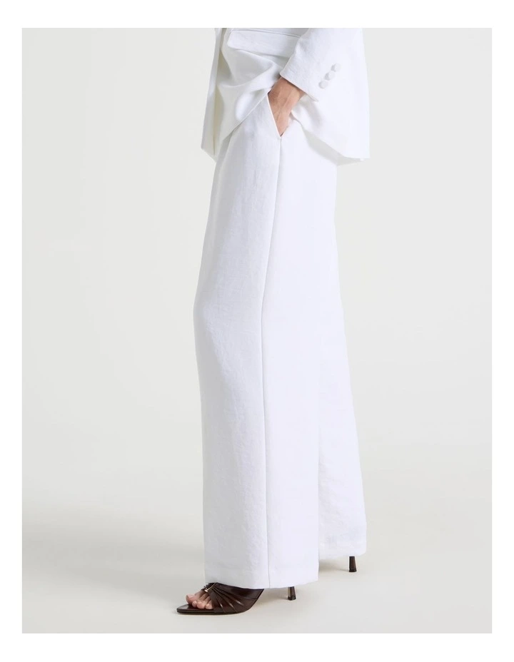Petite Pleat Front Wide Leg Pant in White image 2