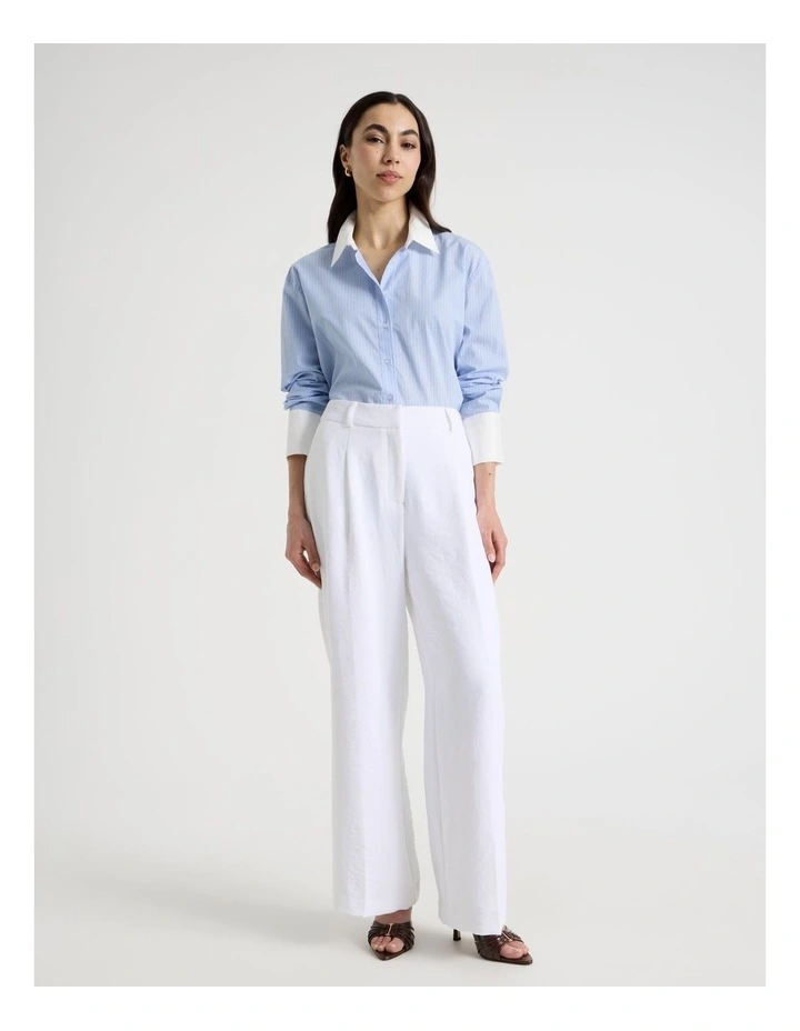 Petite Pleat Front Wide Leg Pant in White image 3