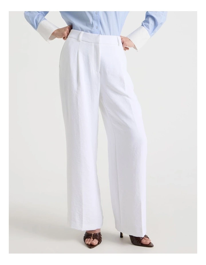 Petite Pleat Front Wide Leg Pant in White image 5