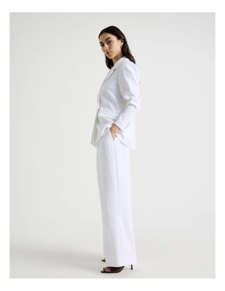 Petite Pleat Front Wide Leg Pant in White image 7
