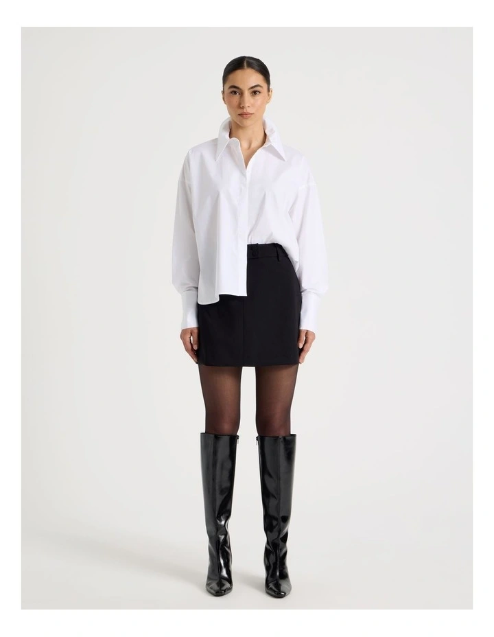 Petite Tailored Mini Skirt in Black image 2