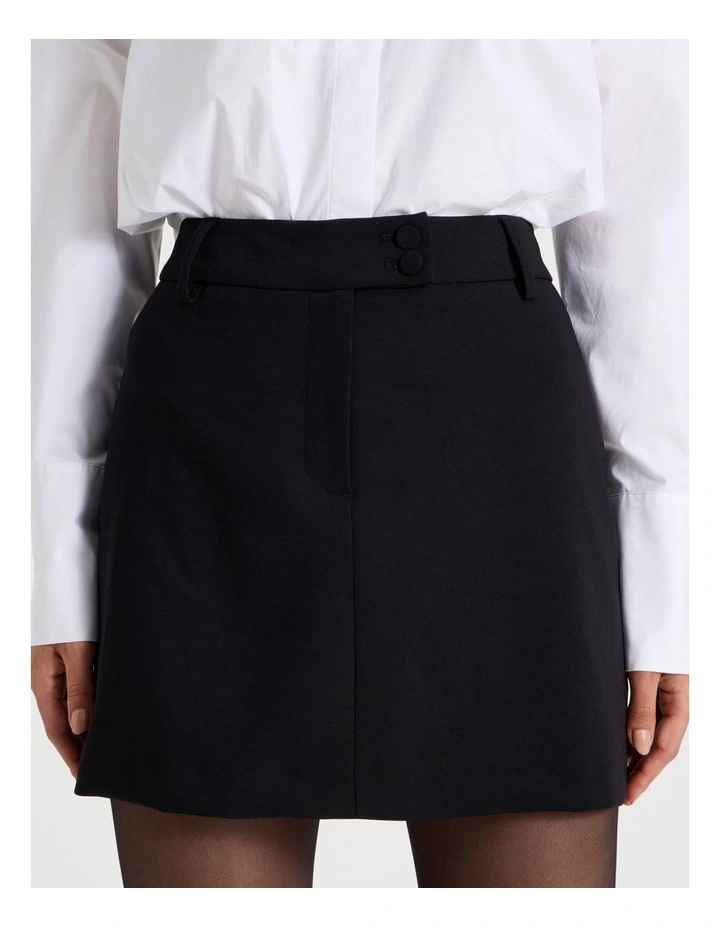 Petite Tailored Mini Skirt in Black image 3