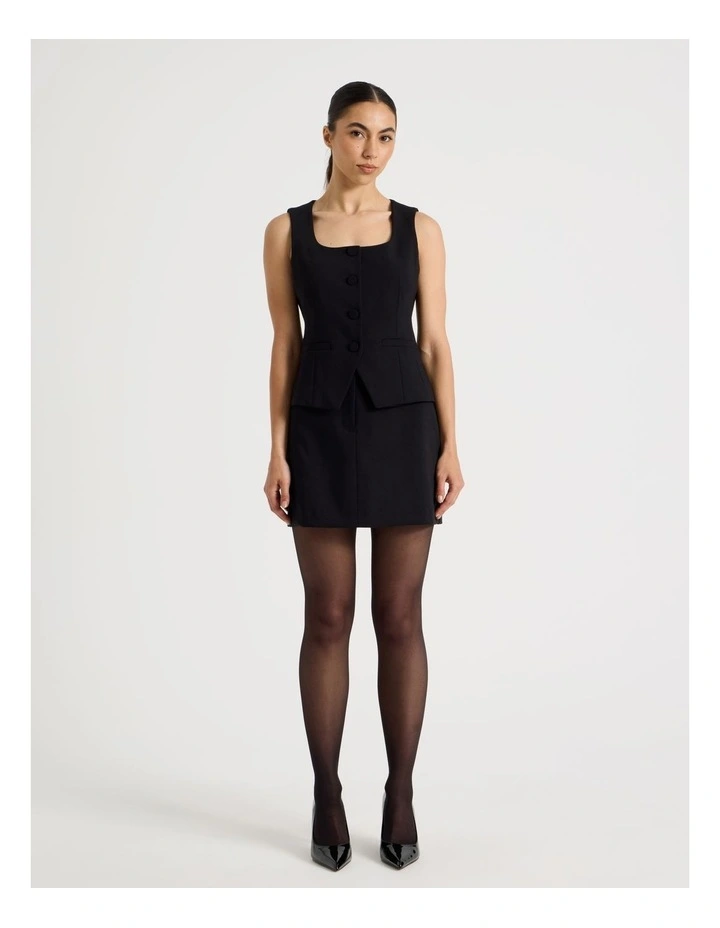 Petite Tailored Mini Skirt in Black image 5