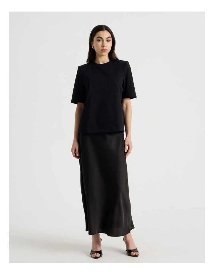 Petite Satin Maxi Slip Skirt in Black image 3