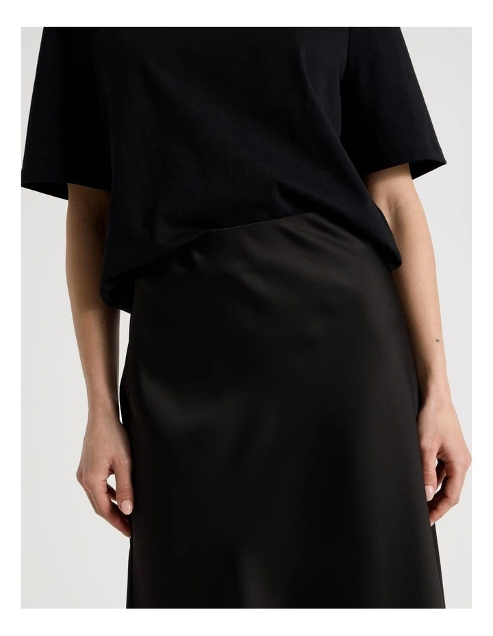 Petite Satin Maxi Slip Skirt in Black image 5
