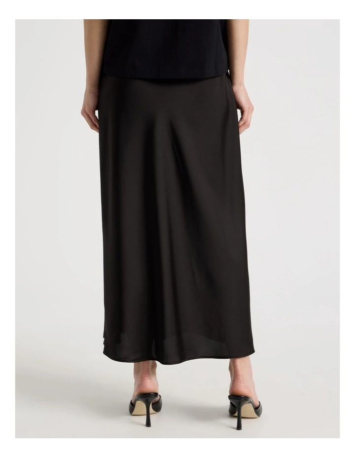 Petite Satin Maxi Slip Skirt in Black image 6