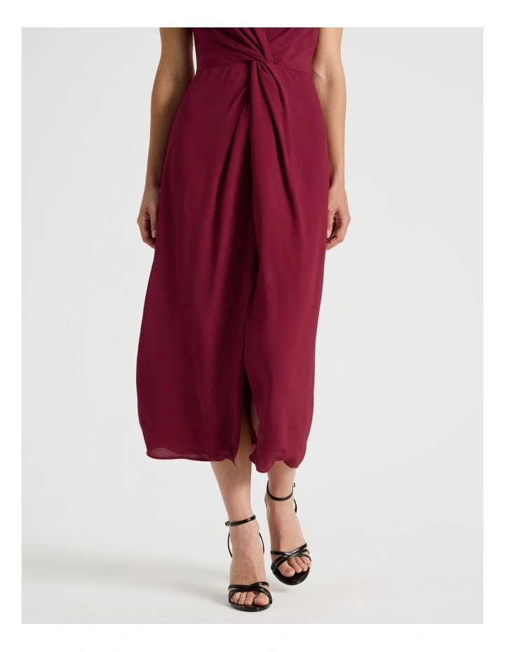 Petite Tie Waist Sleeveless Dress in Rouge image 4