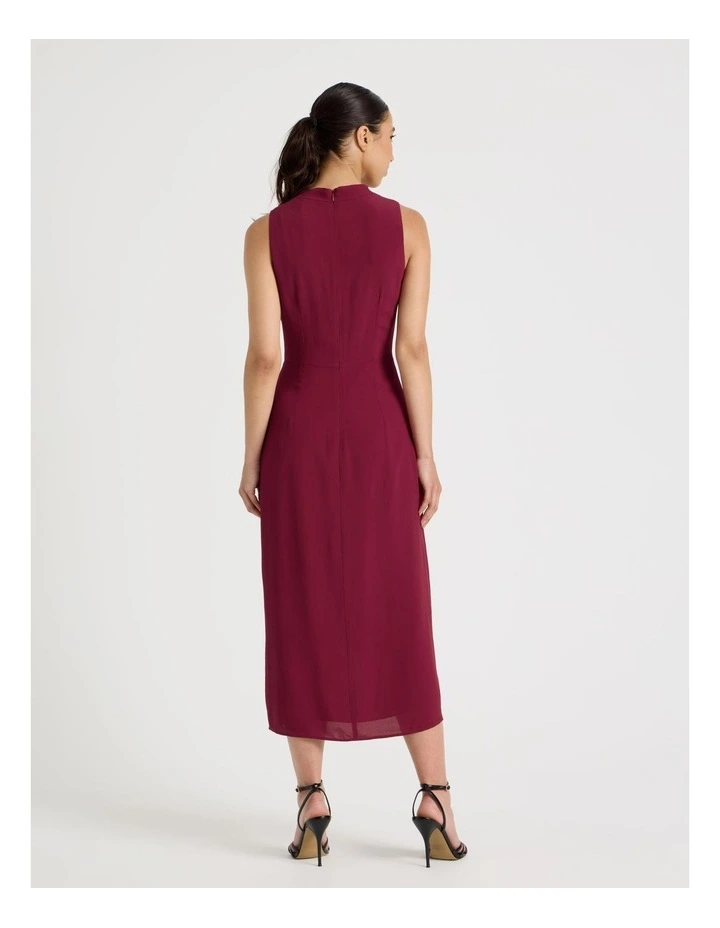 Petite Tie Waist Sleeveless Dress in Rouge image 5
