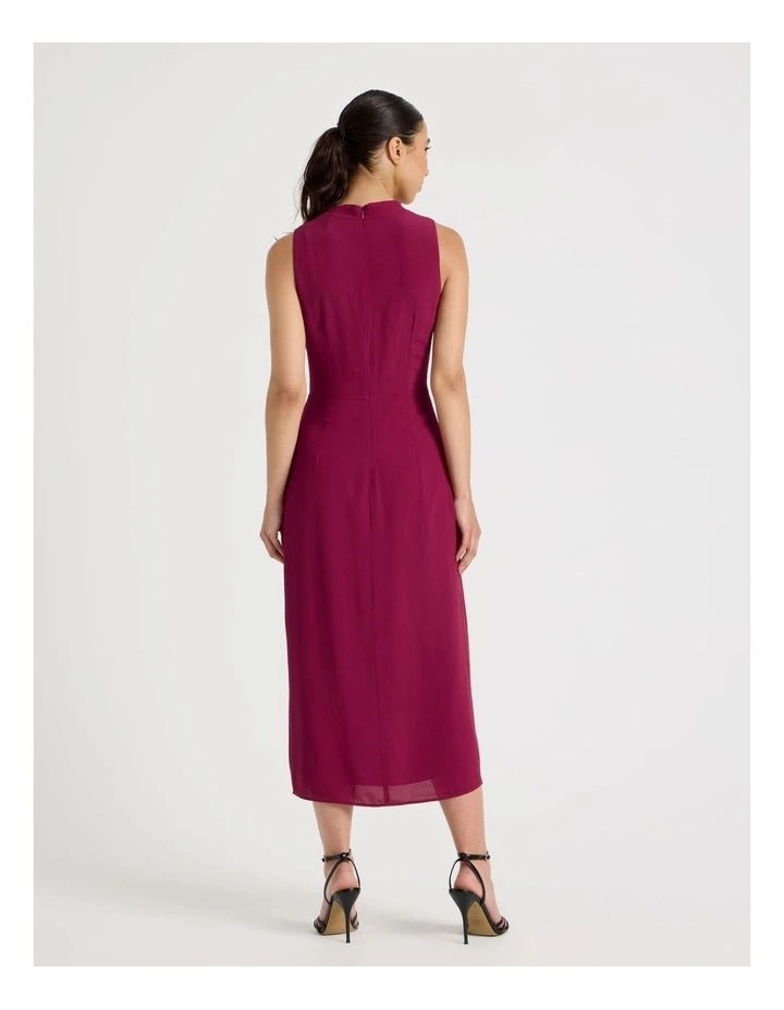 Petite Tie Waist Sleeveless Dress in Rouge image 5