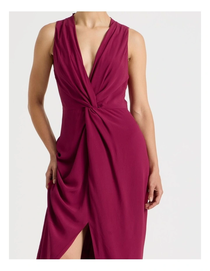 Petite Tie Waist Sleeveless Dress in Rouge image 6