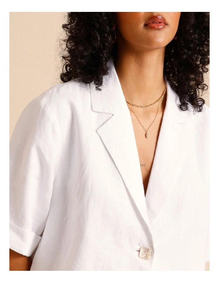 European Linen Oversized Shirt in White image 3
