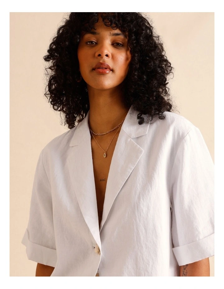 European Linen Oversized Shirt in White image 4