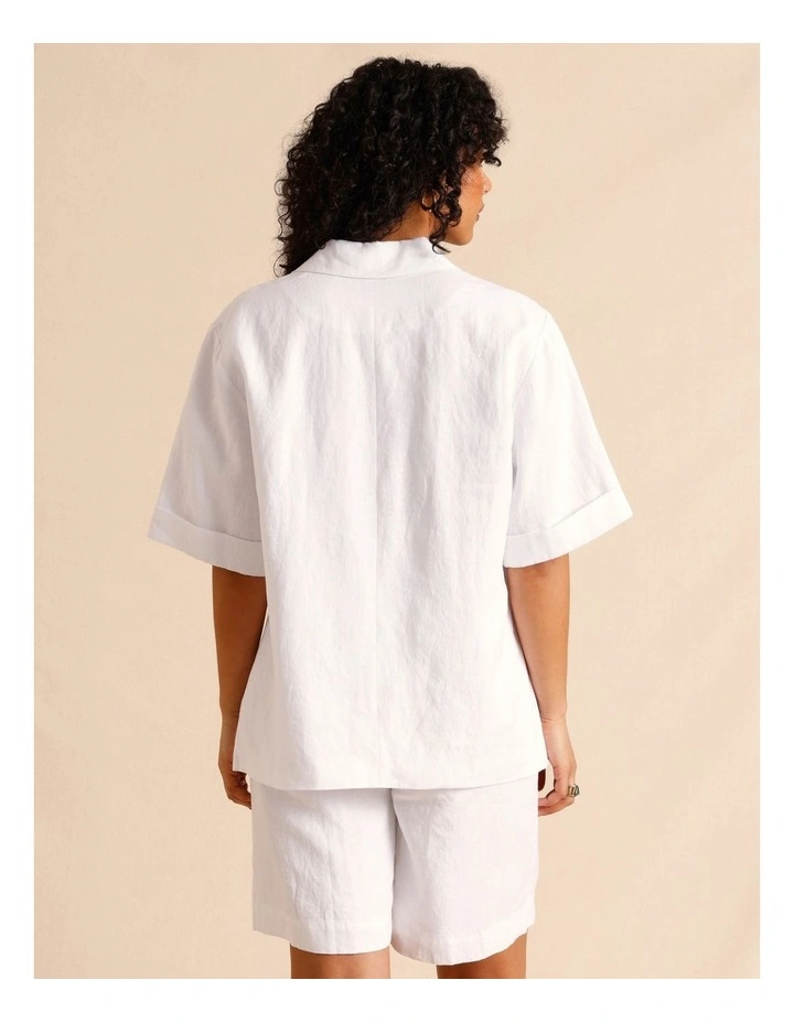 European Linen Oversized Shirt in White image 6