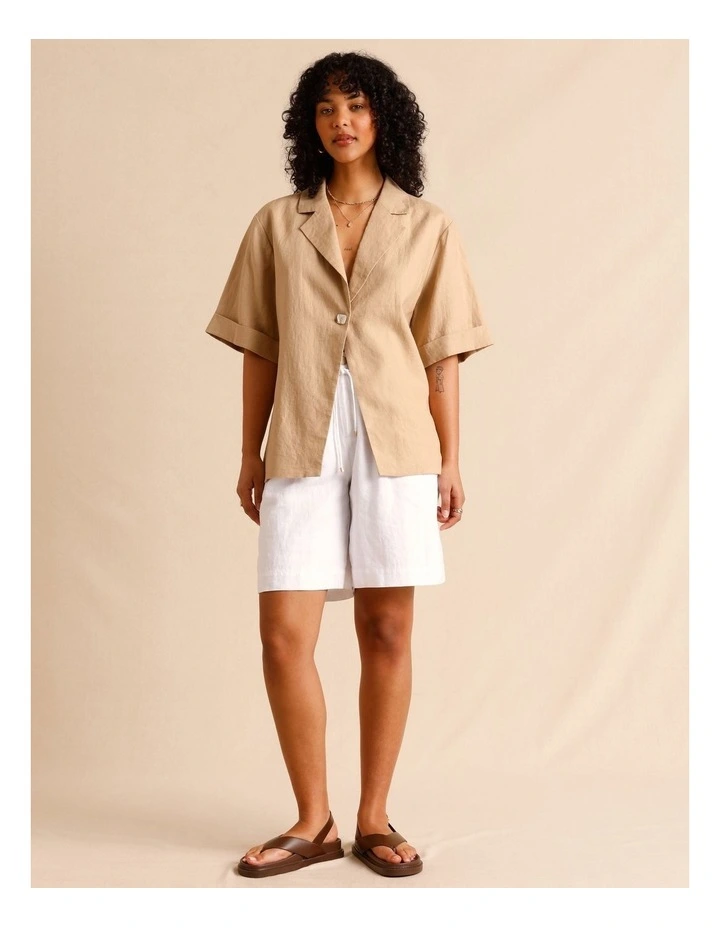 European Linen Oversized Shirt in Sand image 2