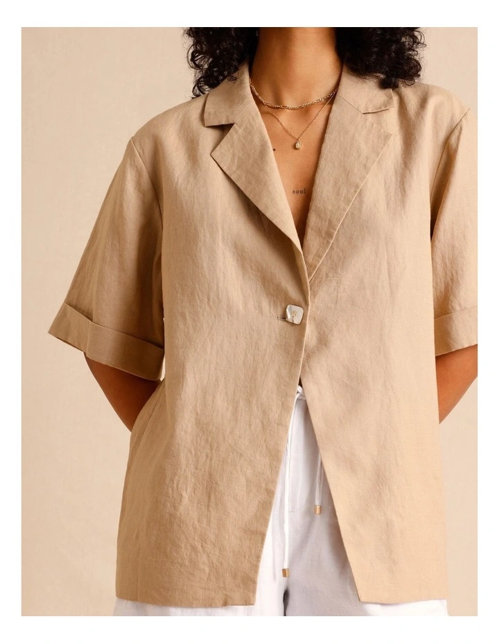 European Linen Oversized Shirt in Sand image 3