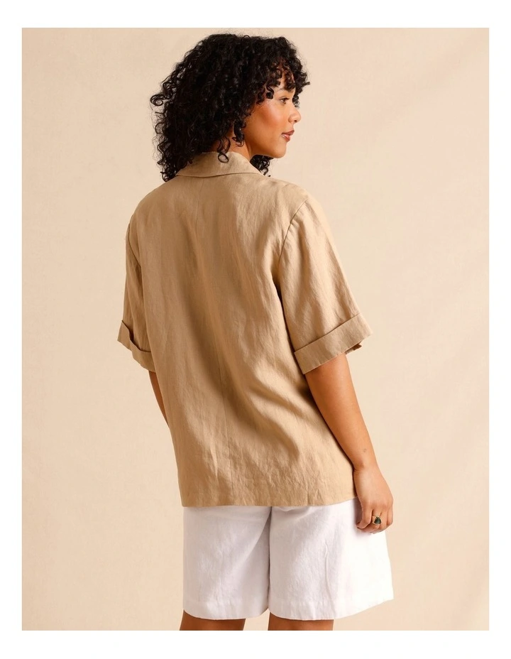 European Linen Oversized Shirt in Sand image 6
