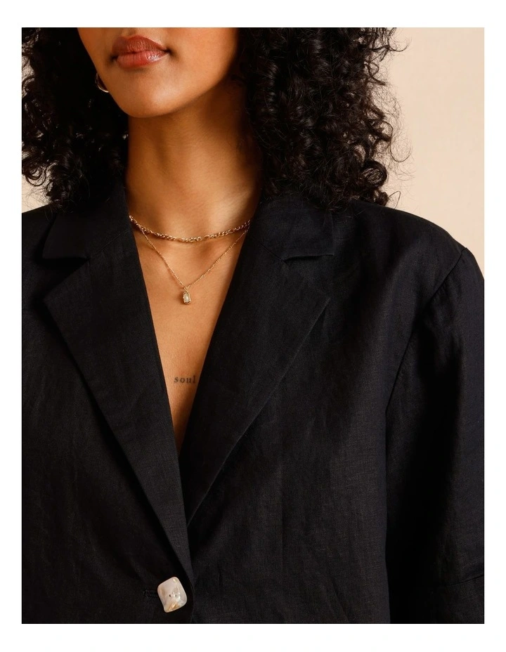 European Linen Oversized Shirt in Black image 3
