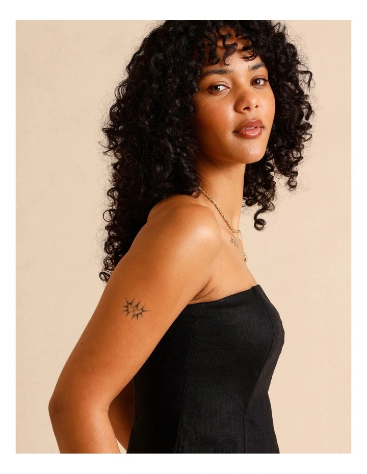 European Linen Strapless Bustier in Black image 6