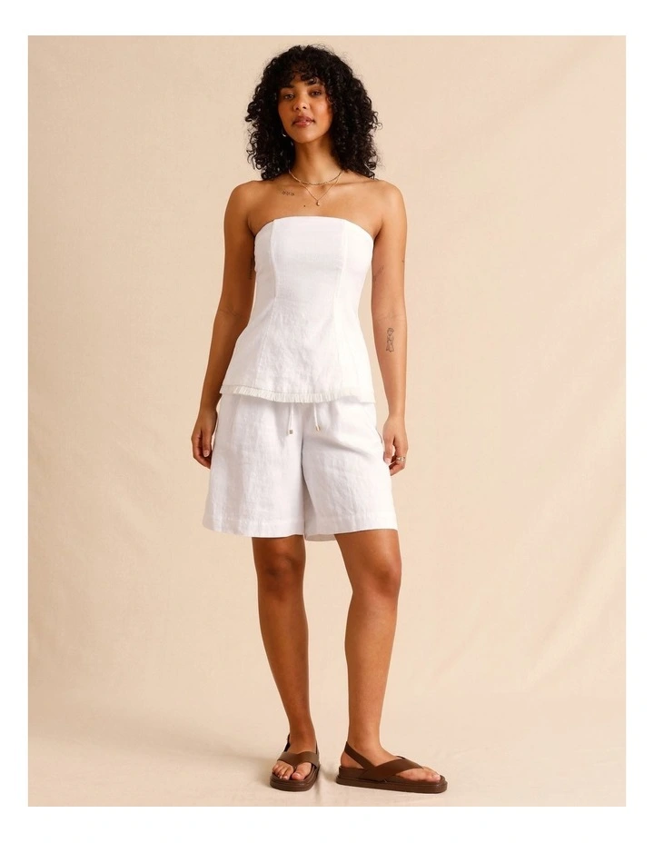 European Linen Strapless Bustier in White image 2