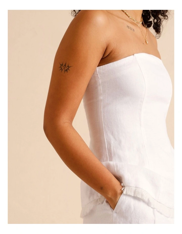 European Linen Strapless Bustier in White image 5