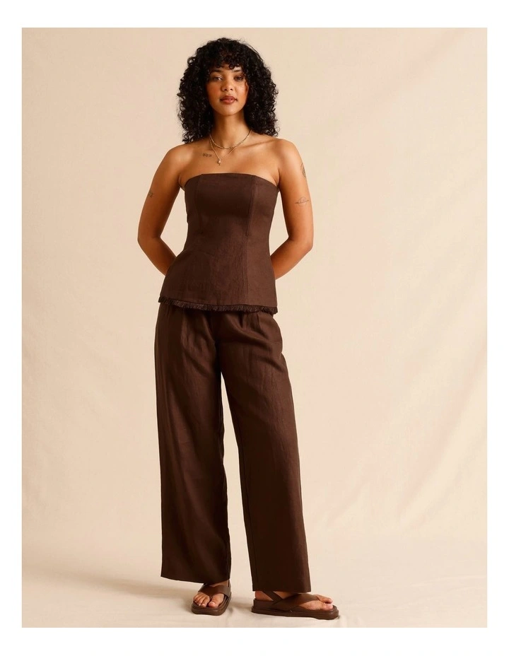 European Linen Strapless Bustier in Chocolate image 2