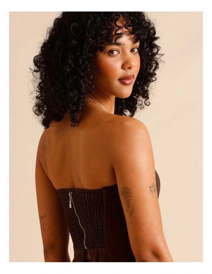 European Linen Strapless Bustier in Chocolate image 7