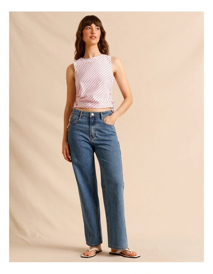 Lyocell Cotton Blend Ruched Tie Side Tank in Raspberry image 3